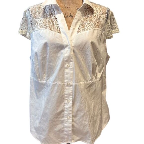 Ashley Stewart Tops - Ashley Stewart Women's Size 16 White Sleeveless Lace Blouse Casual